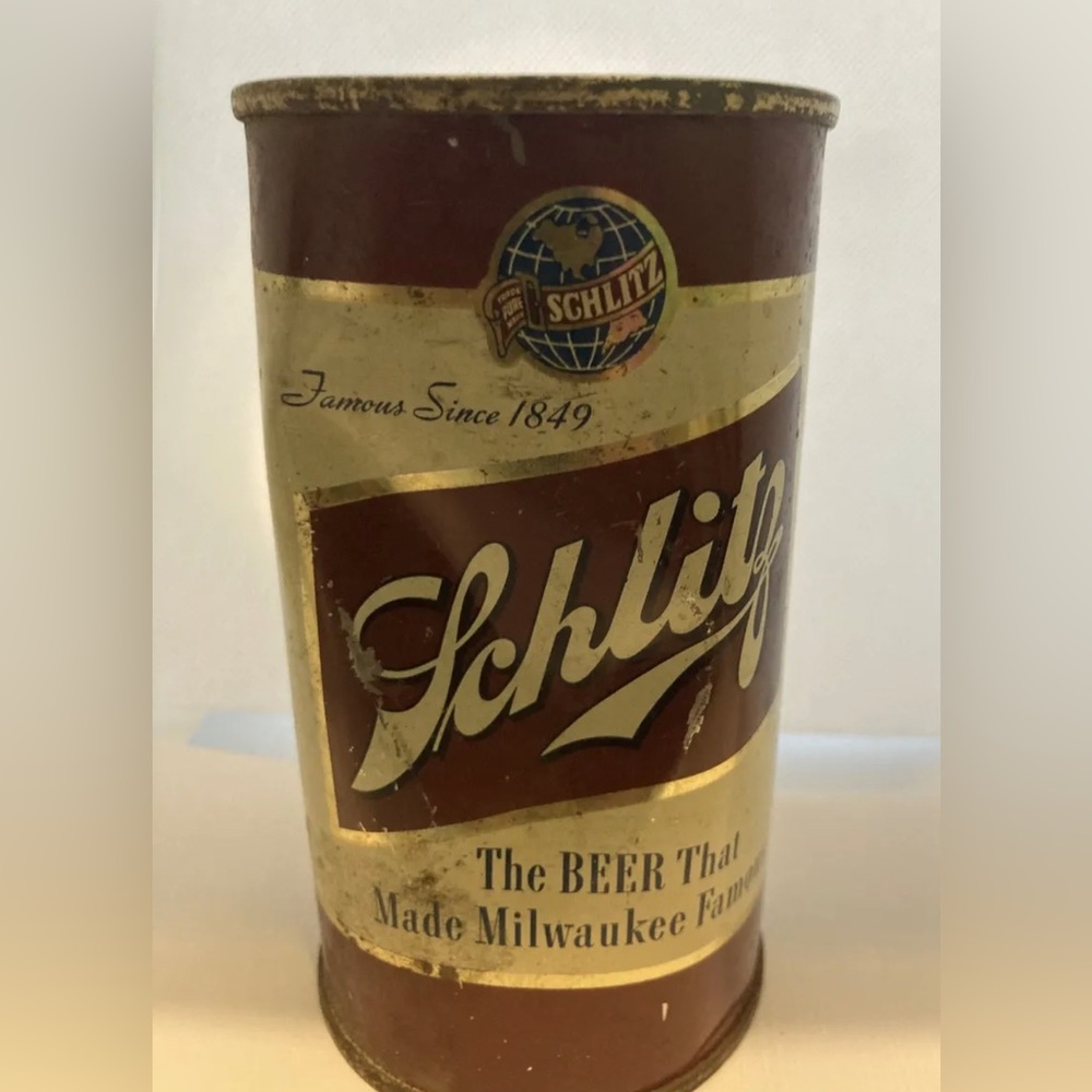 Antique Empty Beer Can Schlitz © 1949 JOS. Schlitz Brewing Company
